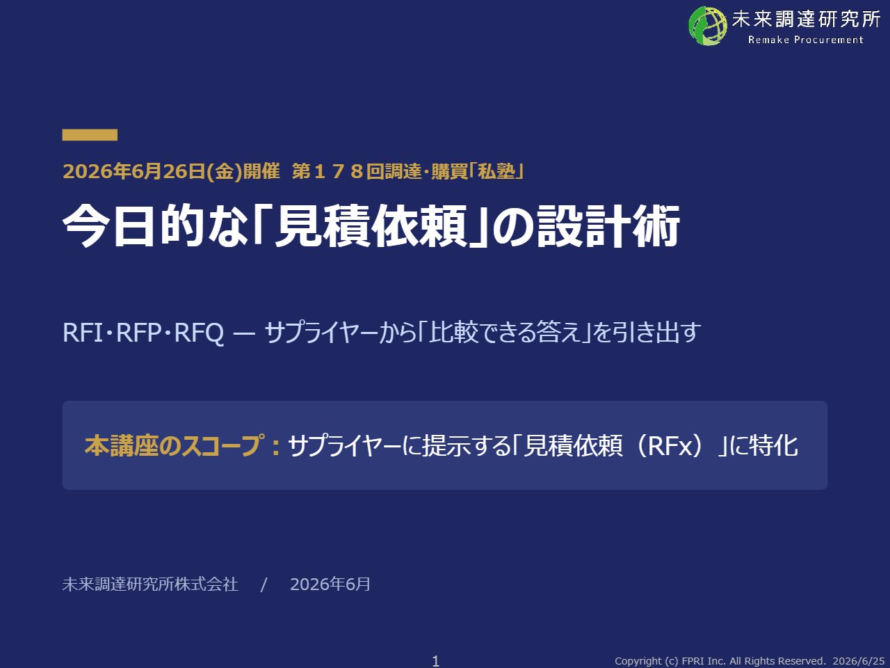 今日的な「見積依頼」の設計術 ― RFI・RFP・RFQでサプライヤーから「比較できる答え」を引き出すのイメージ